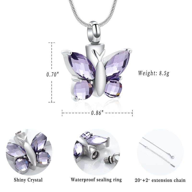Minicremation Butterfly Cremation Necklace for Ashes - Urn Neckalce for Ashes for Women Cremation Jewelry for Women - Ashes Keepsake Pendant Memorial Jewelry Gifts for A Loss of Loved Ones - Image 2